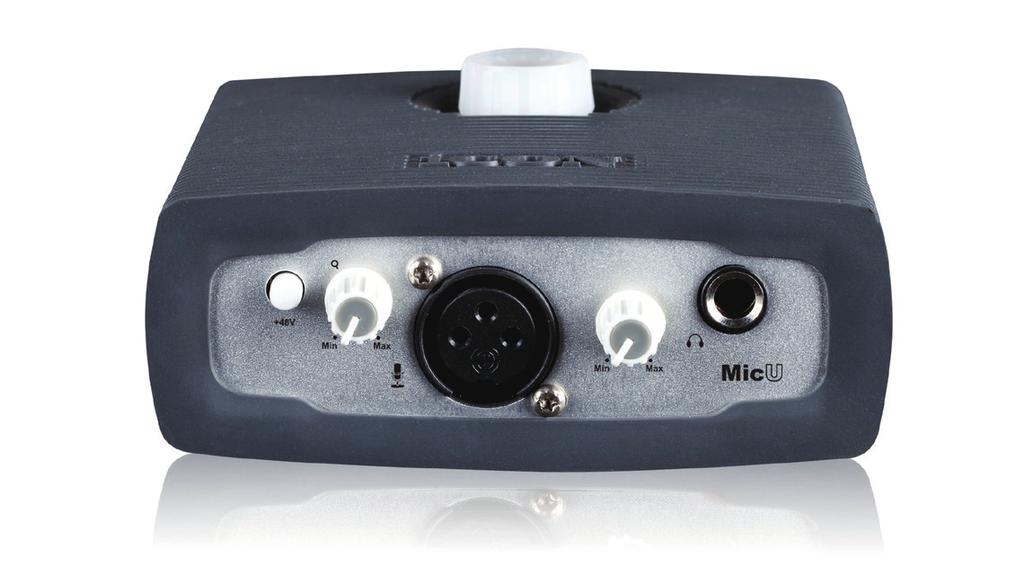 Front/Top Panel 4 2 3 1 5 6 1. Mic input Unbalanced mic level input. This connector will accept a standard 3-pin XLR plug. 2. 48V phantom power switch Press to supply +48V phantom power to the associated XLR input.