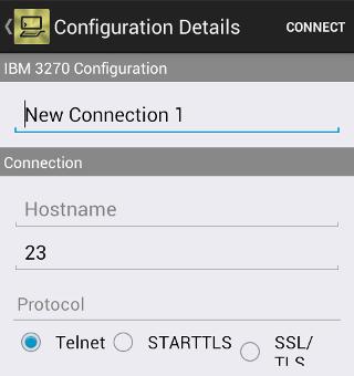 Create an IBM 3270 Emulation Configuration After selecting a new 3270 terminal emulation configuration, you'll need the connection specifics.