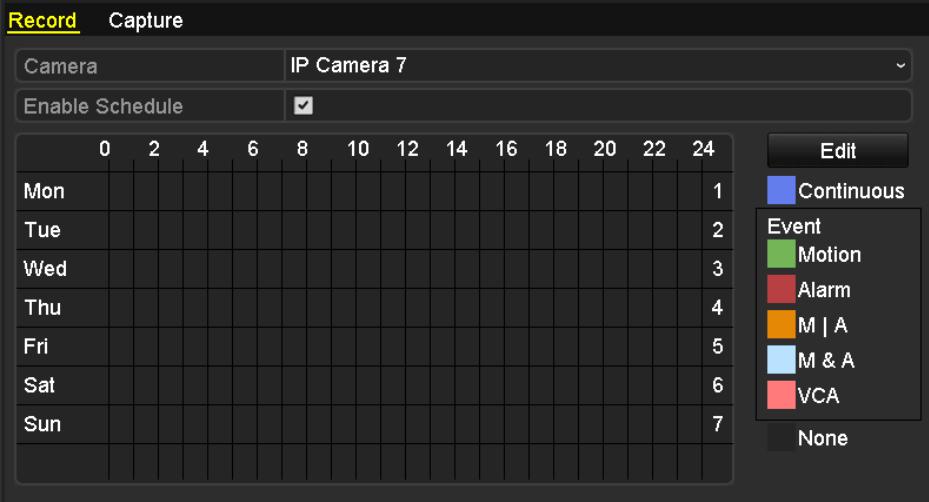 5.2 Configuring Recording/Capture Schedule Purpose: Set the record schedule, and then the camera automatically starts/stops recording according to the configured schedule.