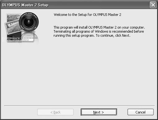 2 Select the display language and click the OLYMPUS Master 2 button.