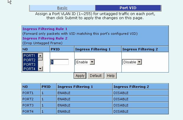 Port VID Configure port VID settings From the main Tag-based (IEEE 802.1Q) VLAN page, click Port VID Settings.