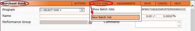 Select the Time Interval and Type of Batch Job you want for this Merchant Bank.