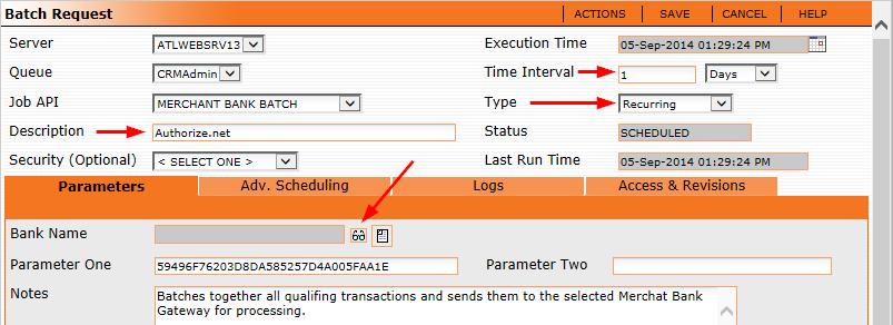 type of batch be set to recurring. r. Enter an appropriate name in the DESCRIPTION field to easily identify this bank batch.