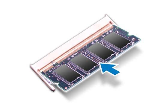 Number of Memory Modules 1 2 Memory-Module Connector DIMM A DIMM B DIMM C DIMM D X X X X X X 3 X X X 4 X X X X X 2 Align the notch in the memory module with the tab in the memory-module connector.
