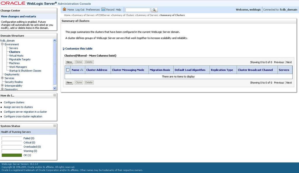 1) In the BEA Weblogic Server Administration Console, click on