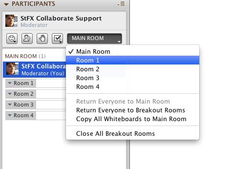 Break Out Room! In order to go in and out of a breakout room, click on your name so it is highlighted in blue.