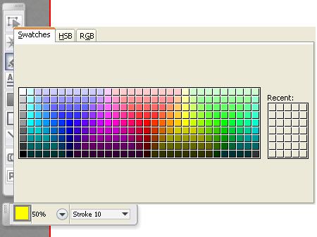 If you click on the color portion of each palette.