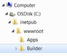 Viewer installation files Located in IIS Web resources directory 2 folders created - Builder contains software - Apps contains deployed