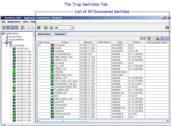 The Trap Notifications Window Trap Variables Table When a trap has variables associated with it, those variables are presented in a Trap Variables table (as shown above).