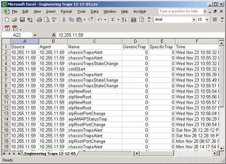 Trap Management The.csv file can be opened using any text editor, spreadsheet, or database program.