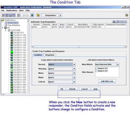 The Trap Responders Window How to Configure a Trap Responder To configure a new trap responder, click the New button at the bottom of the Trap Responders pane and refer to the sections below.