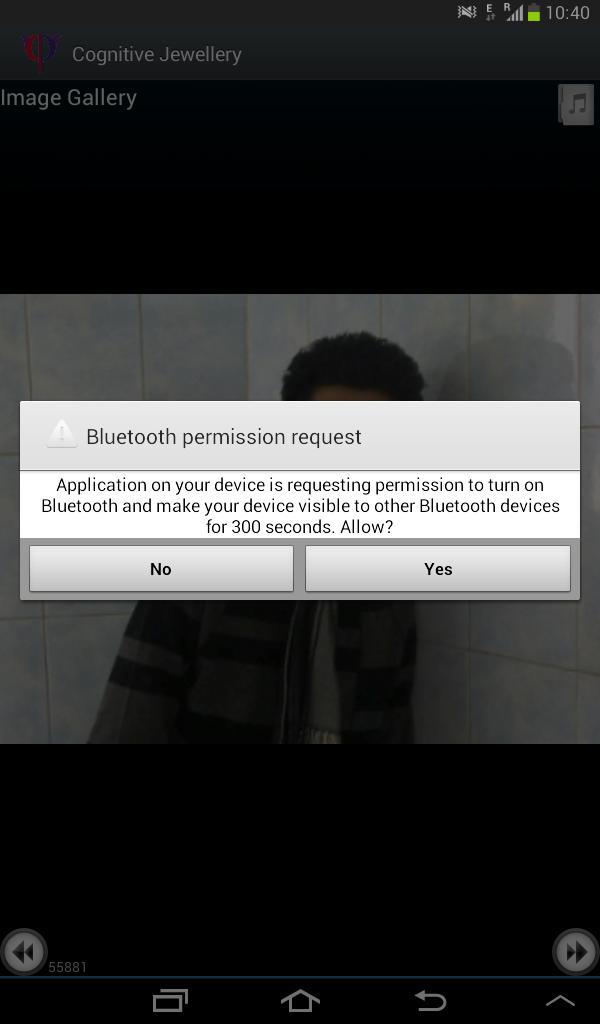 Fig 6: Asking the user to use Bluetooth profile Next, the