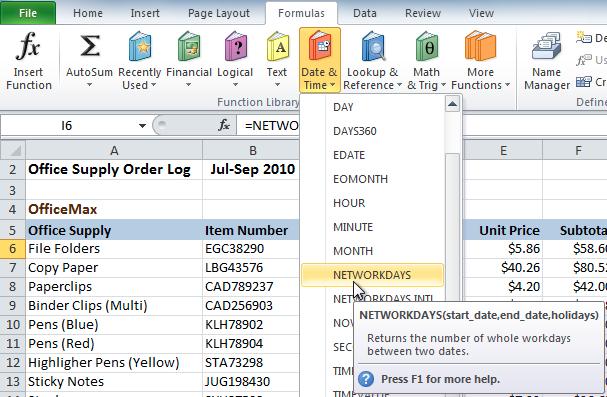 select Excel functions based on categories such as Financial, Logical, Text, Date & Time, and more. Review the following interactive to learn more. To Insert a Function from the Function Library: 1.