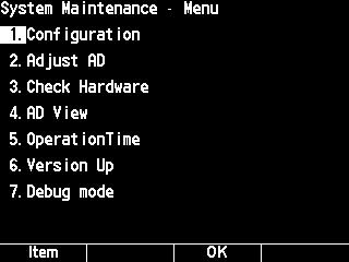 4. MAINTENANCE The function keys at the bottom of the screen change according to the selected screen. To call up the sub-screen for each item. 1) Press the Item key to select the item.