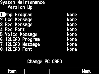 4. MAINTENANCE Version Up Screen This screen is used to update programs and data for the instrument with a version up card.