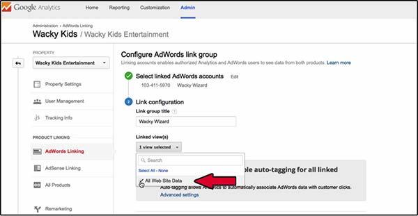 5. Click on the 'Link accounts' button. A confirmation message will appear, and it'll say that it may take up to 24 hours for the data from AdWords to appear on Analytics.