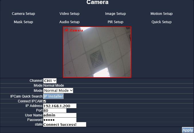 192.168.1.X. Click on Use icon to connect the IP_Camera from the list.