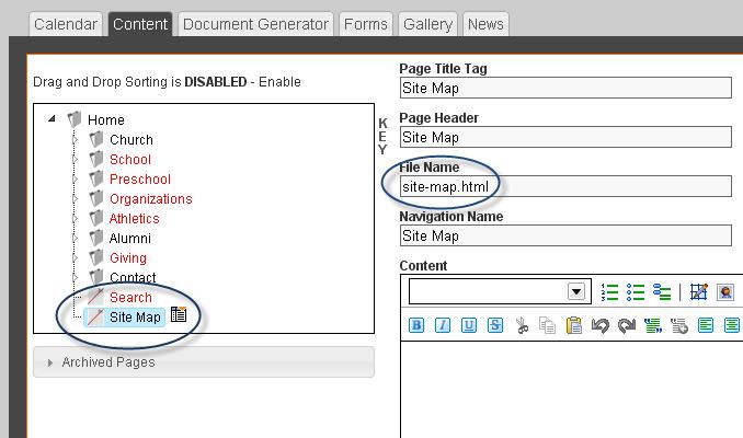 Create Auto Generated Site Map Creating a site map with Empoweren is as simple as creating a page with the file name "site-map" and hitting "Publish.