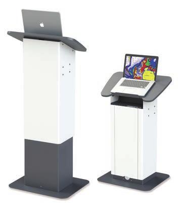 Electronic, height adjustable lectern with AV and IT integration.