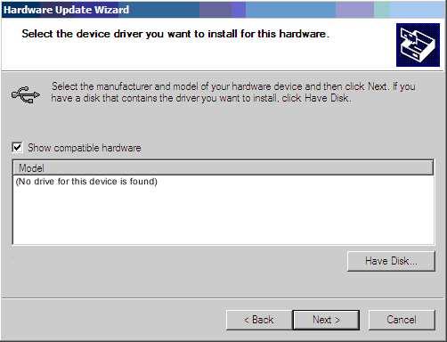 The dialogue of select the driver to be installed for this