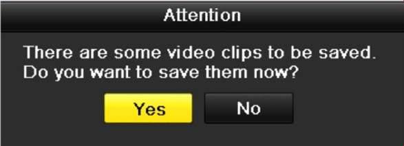 During playback, use buttons and in the playback toolbar to start or stop clipping record file(s). 3. Exit Playback interface after finishing clipping and you will then be prompted to save the clips.