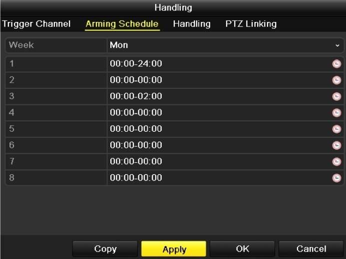 Figure 8.9 Set Arming Schedule of Alarm Input 6. If necessary, select PTZ Linking tab and set PTZ linkage of the alarm input.