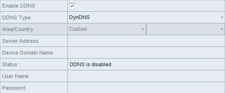 Figure 9-6 DynDNS Settings Interface PeanutHull: Enter the User Name and Password obtained from the PeanutHull