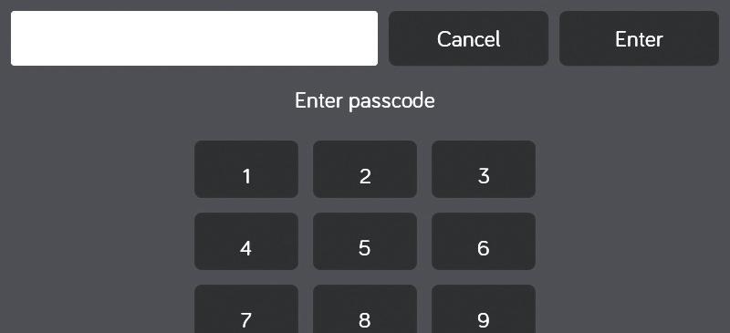PASSCODE PROTECTION A passcode is required to access the system. 1. On the first time use of the system, the user is required to enter and confirm a new passcode.