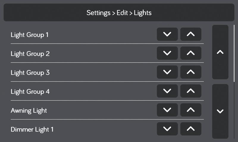 Scroll List Editing 1. Select Settings. 3. Select the function to edit. 2.