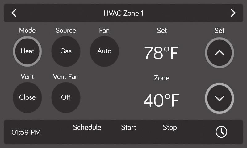 Heating 1. Select the desired Zone. Press the "Mode" button to switch to "Heat" mode. Auto Auto Mode will automatically switch between Cool and Heat modes to reach the desired Set temperature.