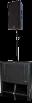 POLE MOUNT CONFIGURATIONS Stereo Systems kit Series full range speakers seamlessly stack with kit Series subwoofers to create a portable package.