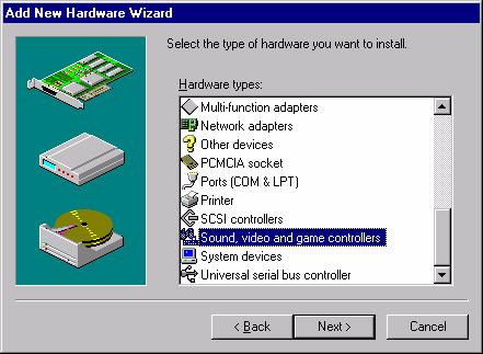In the following Add New Hardware Wizard window, select