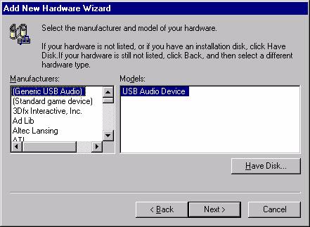 7. In the following Add New Hardware Wizard window, click "Have Disk.