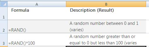 RANDOM Returns an evenly distributed random real number greater than or equal to 0 and less than 1.