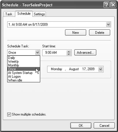 To schedule a process flow, right-click the name of the process flow in the Project Tree and select Schedule process-flow-name from the pop-up menu.