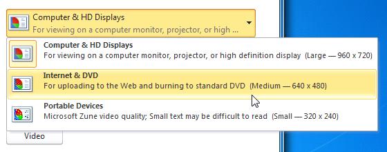 Selecting video size and quality 5. Select the drop-down arrow next to Recorded Timings and Narrations.
