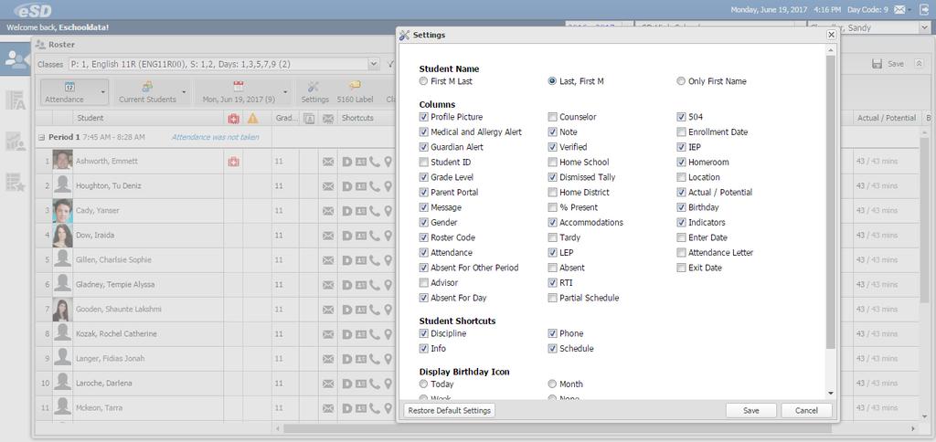 Print Click the Print tool button to print the data. Only the columns currently displayed on the screen will be included in the printout.