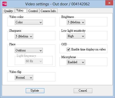 6.3.2 Video Function Tab Video Color User can set the video as colored image or black and white image.