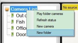 1 New Camera Users can add a new camera to the list by entering IP