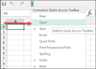 Customizing Microsoft Excel Do the following steps to make the change needed to place the Quick Access Toolbar (QAT) below the ribbon. In all of Microsoft applications you will find the QAT.