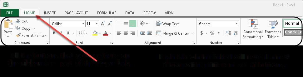 Working with Microsoft Excel 2013 or Excel 2016 Ribbon You can hide the ribbon to add additional screen space, by a simple right-click on any tab and select Collapse the Ribbon.