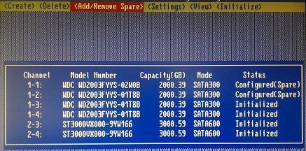 5.6 Add/Remove Spare Disks The Add/Remove Spare command is used to assign a hard disk to act as a Spare Disk.