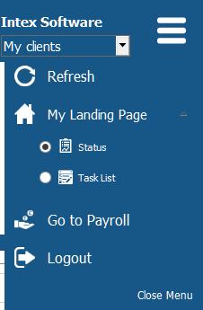The dashboard screen and menu items This is the landing page all users can see when they log into the payroll software. 1.