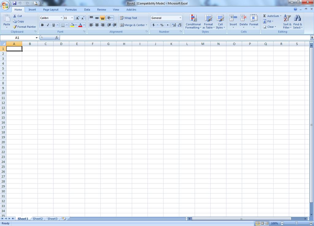 I. Start Excel: 1. Click the Start button in the lower-left corner of the desktop. 2. Position the mouse pointer on Programs. 3. Click Office, Excel OR Double-click the EXCEL icon on the desktop. 4.