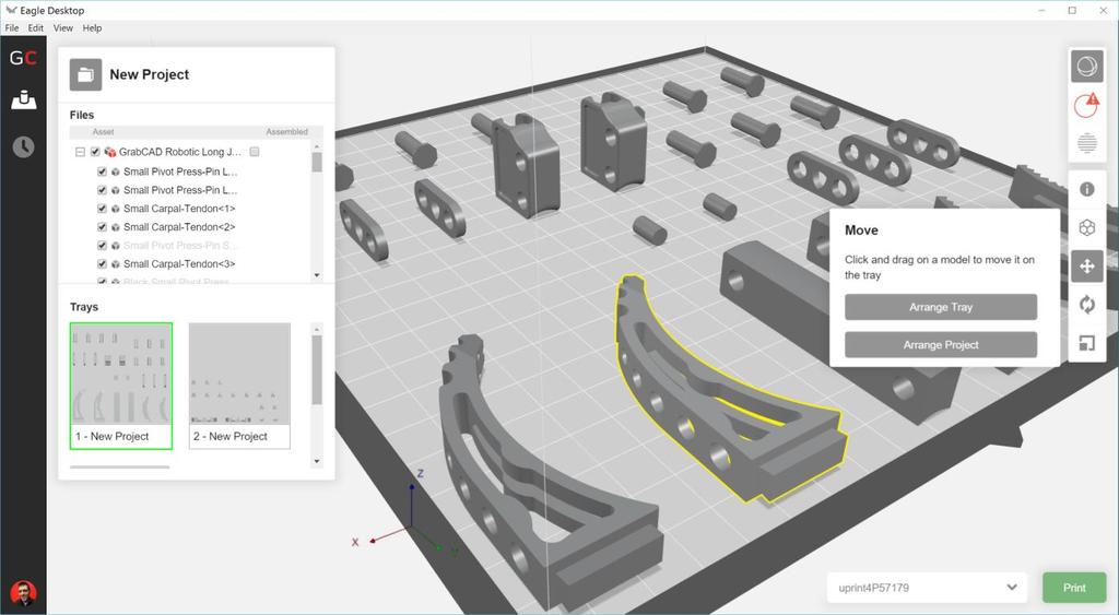 GrabCAD Print: Intuitive 3D printing software for Professionals Read native CAD files Locate the part on the
