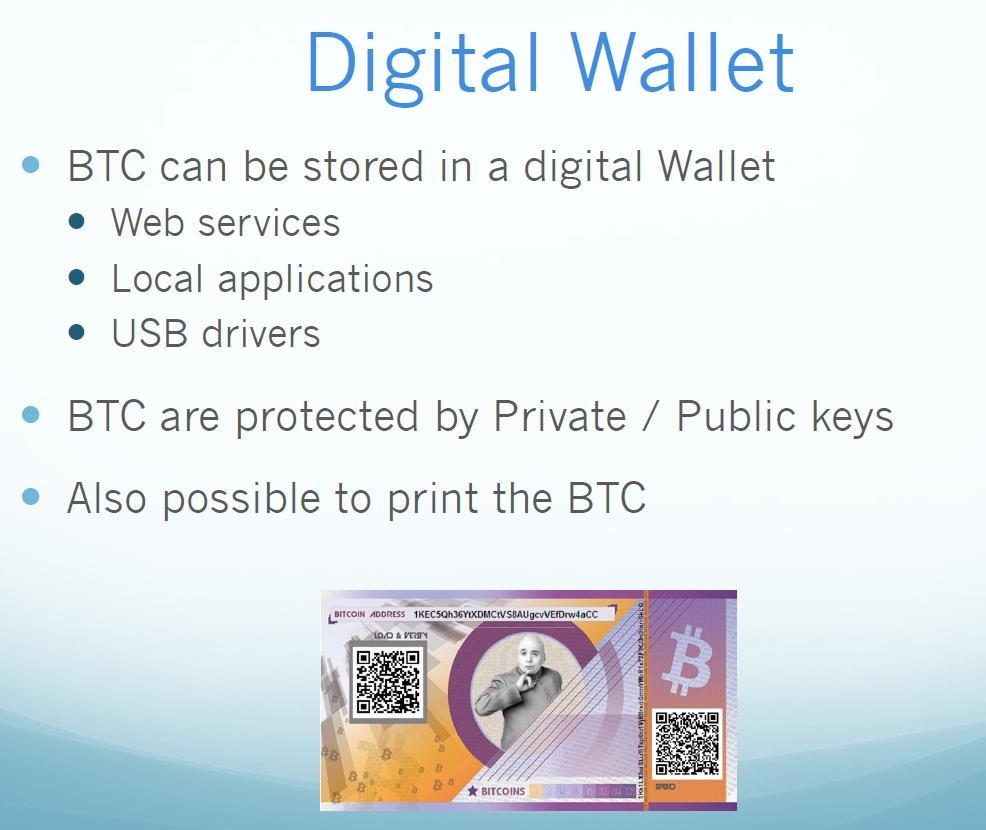19 From: Flavio Vit presentation 20 Digital Wallet Bitcoins fraction => the smallest fraction: 1 Satoshi is 0.