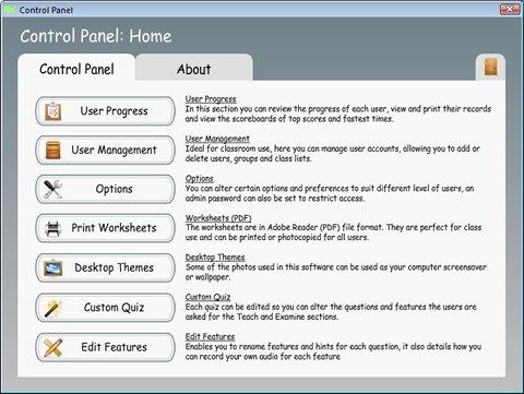 Admin Control Panel School Edition Only Control Panel, the School Edition of has an advance control panel which gives teachers and administrators greater control of including custom quizzes,