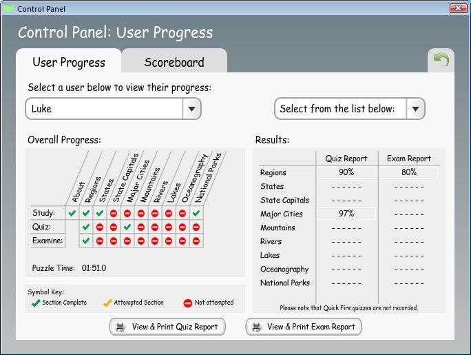 Admin Control Panel School Edition Only User Progress, the administrator can check the progress of each user and