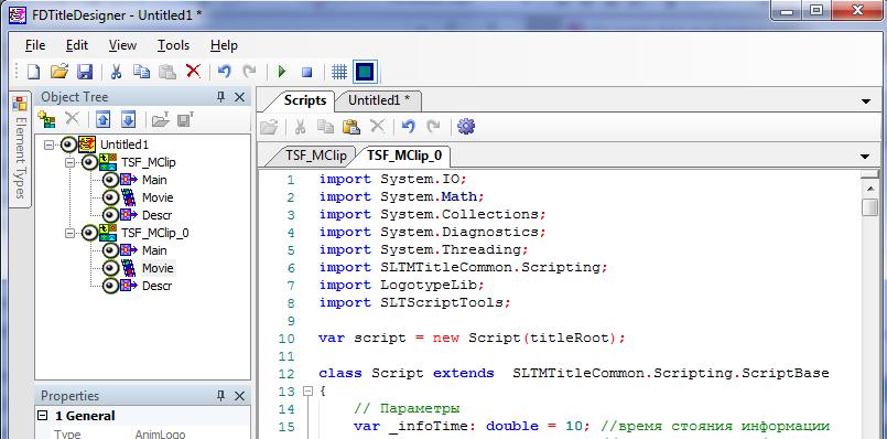 1 In the Scripts tab the script code is displayed. The user can view the code and modify it. The open source scripted objects are stored in the TSF (Title Scripts Free) library.