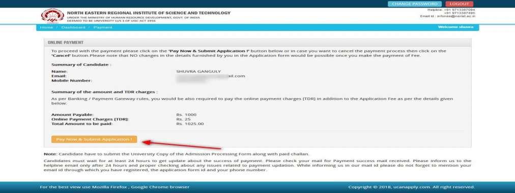 Step3: On clicking "Proceed to Pay", following screen will appear. Here you can check your summary and payment amount etc.